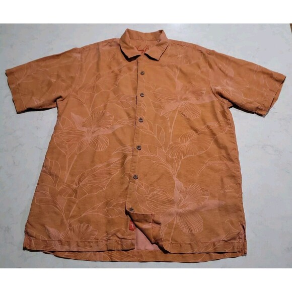 Tommy Bahama Island Zone Relax 100% Silk Burnt Sienna Orange Camp Tropical NWOT - Picture 2 of 11